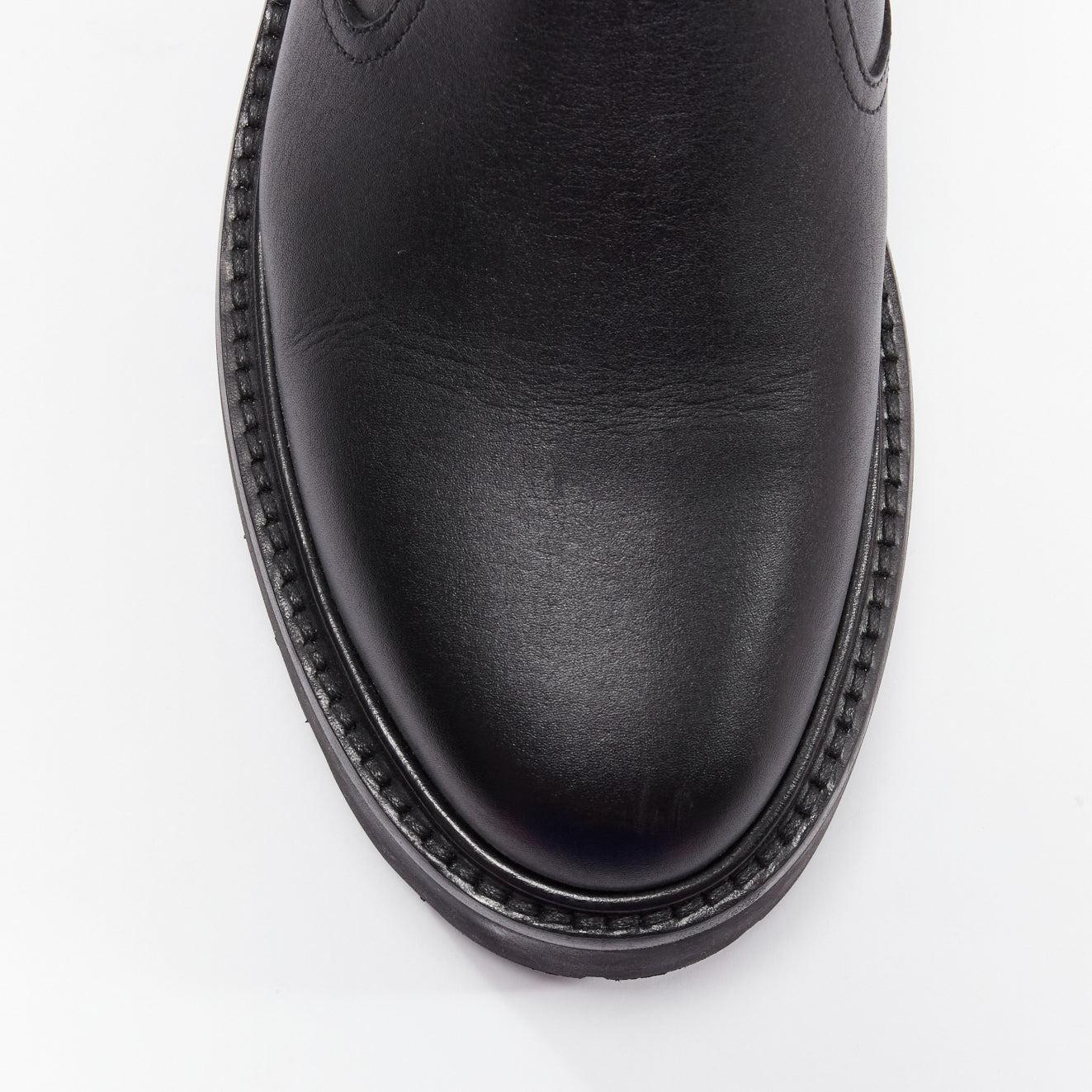 CELINE 2022 Bulky Chelsea black calfskin leather buckles biker boots EU39 For Sale 1