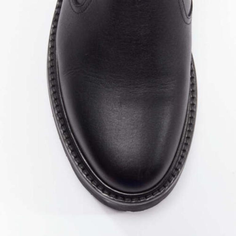 CELINE 2022 Bulky Chelsea black calfskin leather buckles biker boots EU39 2
