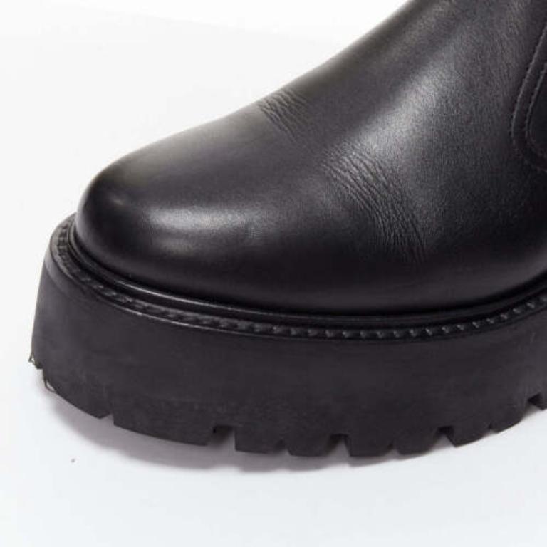 CELINE 2022 Bulky Chelsea black calfskin leather buckles biker boots EU39 3