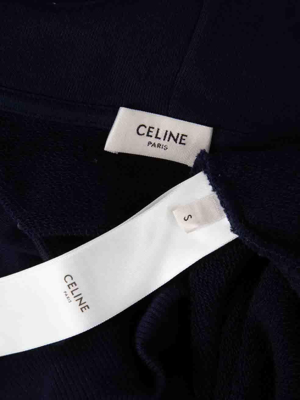 Céline 2022 Navy Graphic Print Hoodie Size S For Sale 2