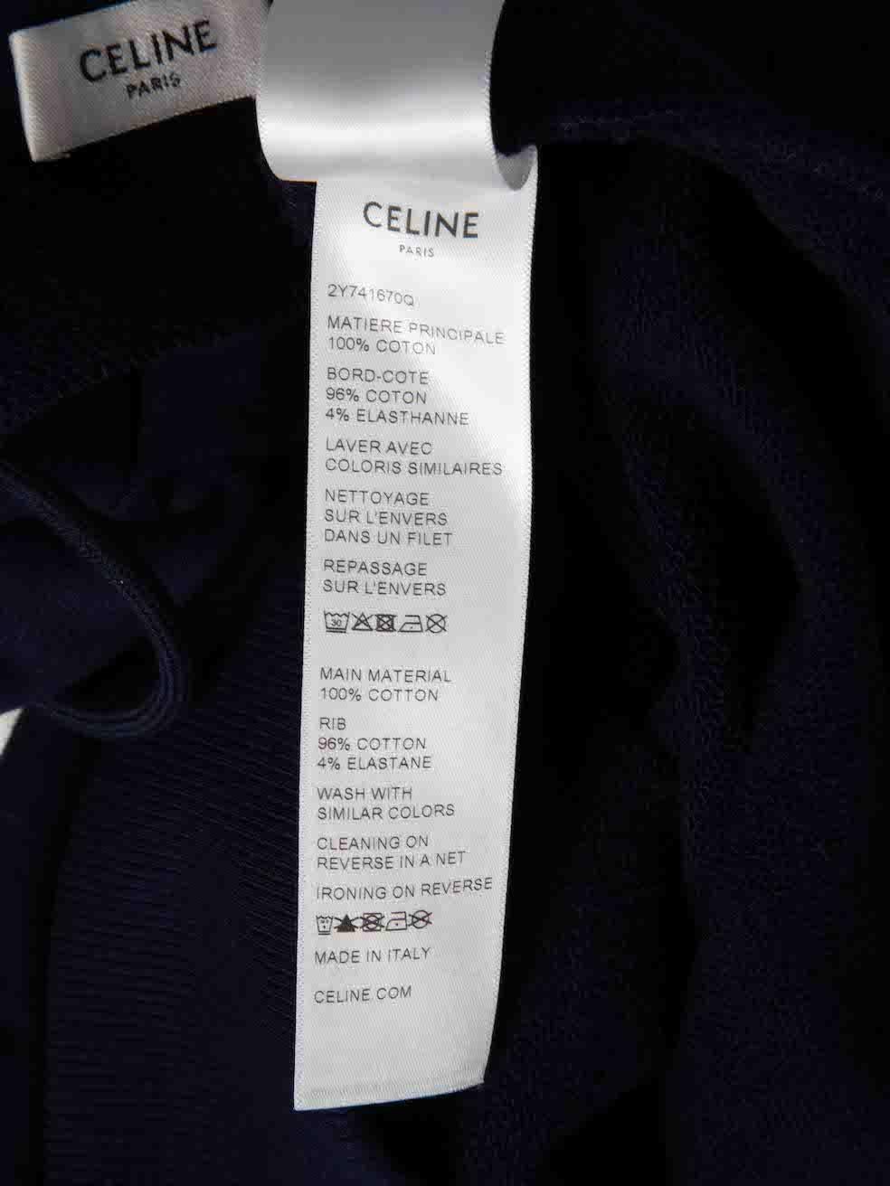 Céline 2022 Navy Graphic Print Hoodie Size S For Sale 3