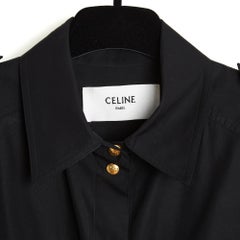 Celine 2022 Robe Triomphe FR40 Safari Black Poplin Maxi Dress UK12 US10 Céline
