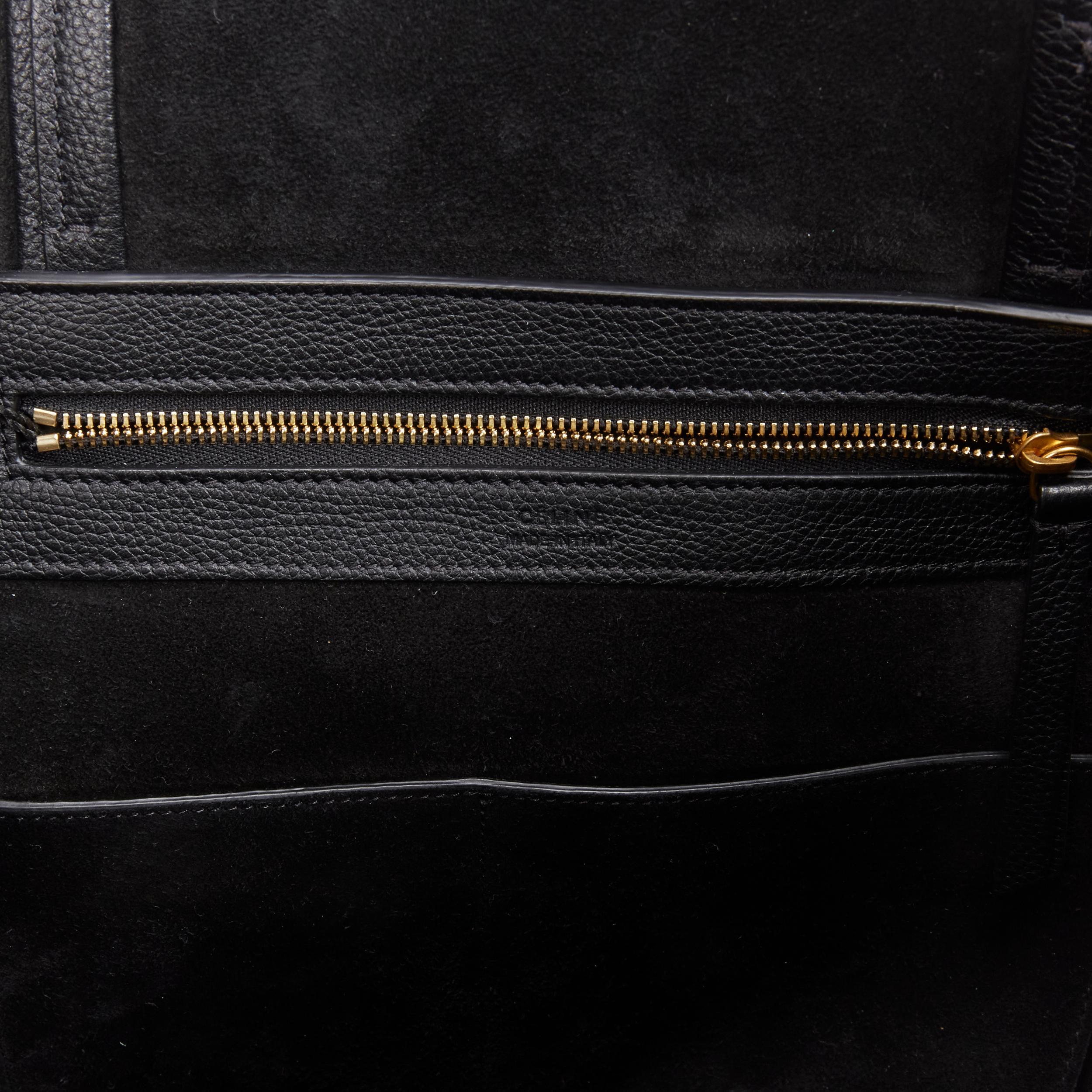 CELINE 2023 Cabas Phantom black leather top handle small tote bag 5