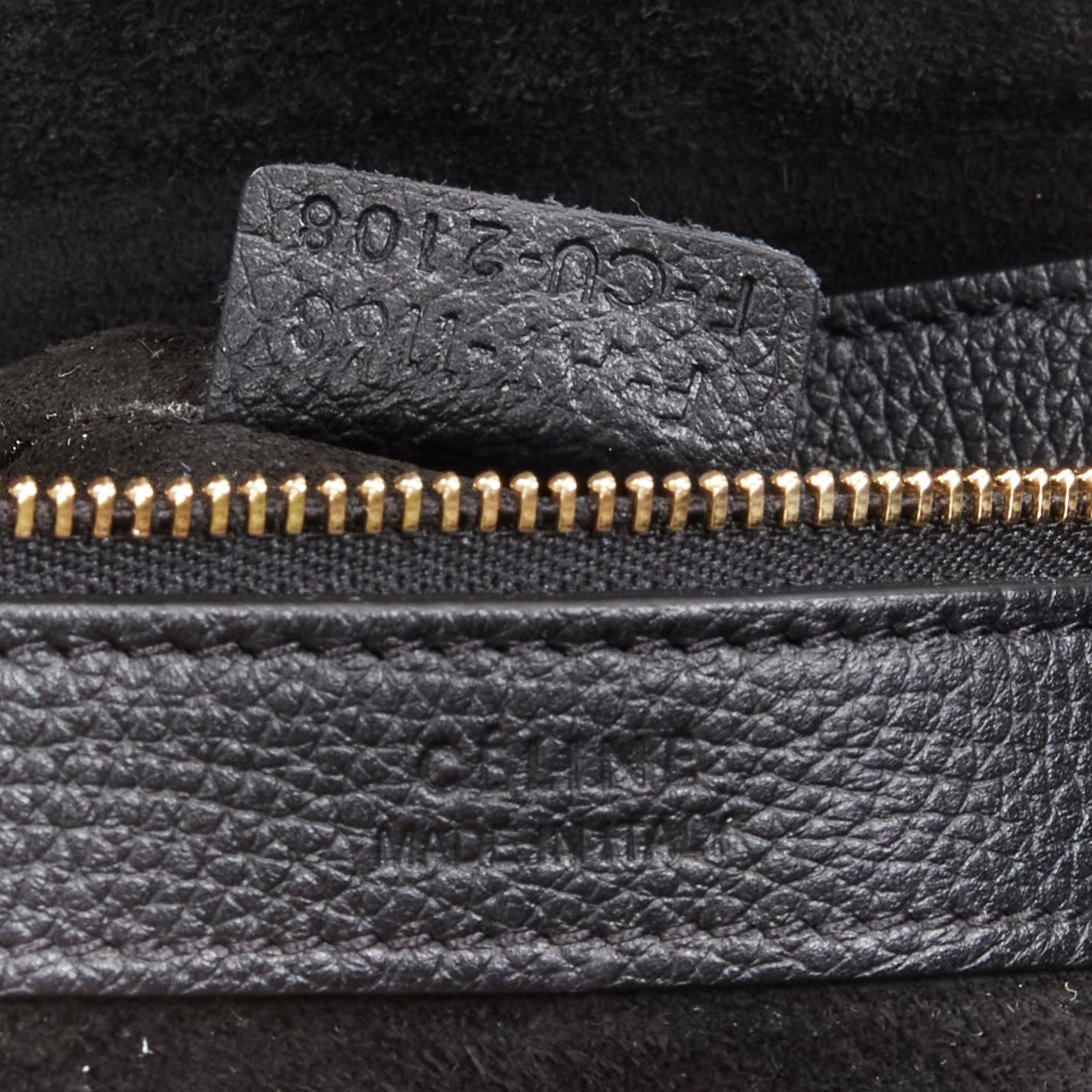 CELINE 2023 Cabas Phantom black leather top handle small tote bag 6