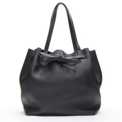 CELINE 2023 Cabas Phantom black leather top handle small tote bag