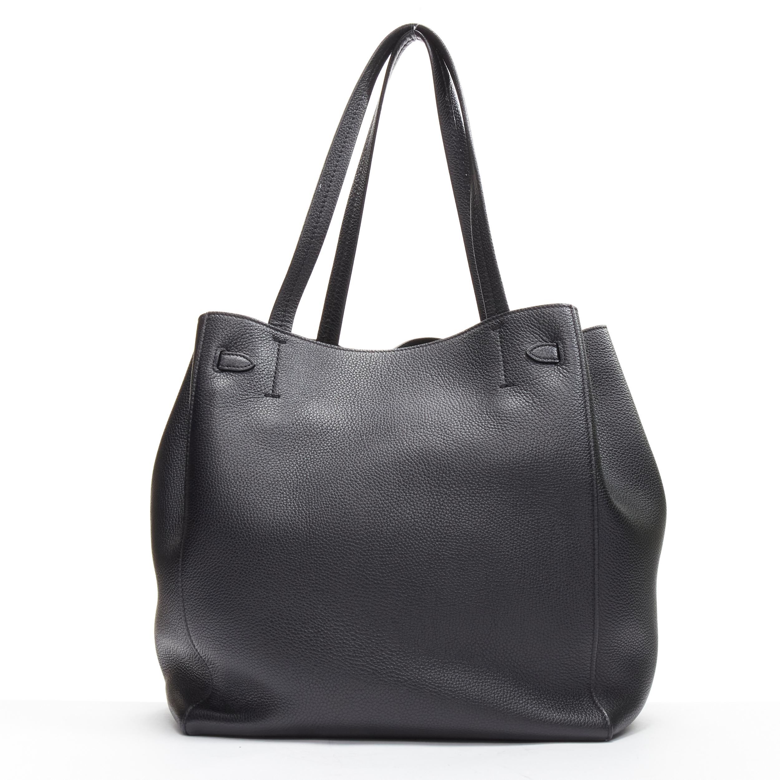 Women's CELINE 2023 Cabas Phantom black leather top handle small tote bag