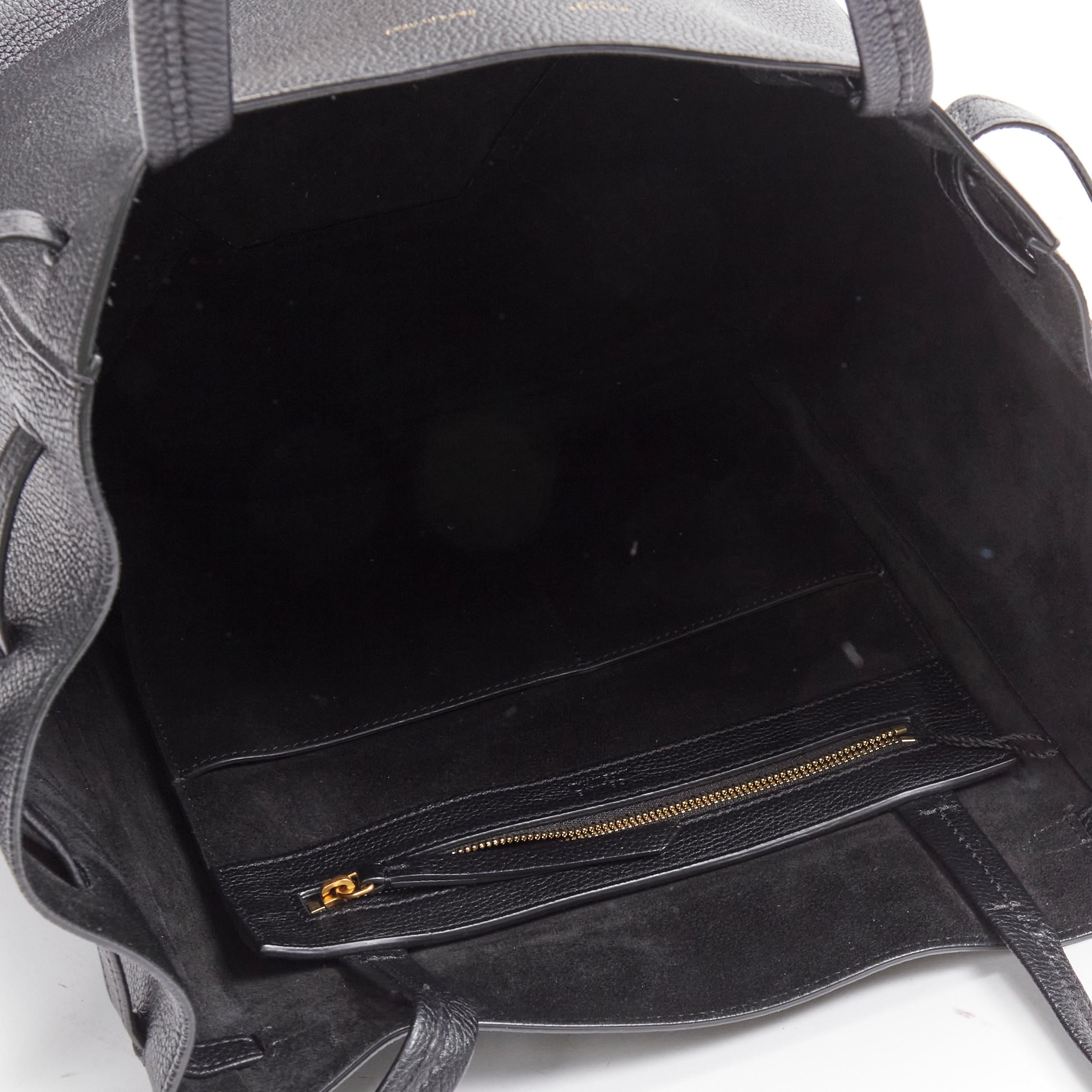 CELINE 2023 Cabas Phantom black leather top handle small tote bag 4