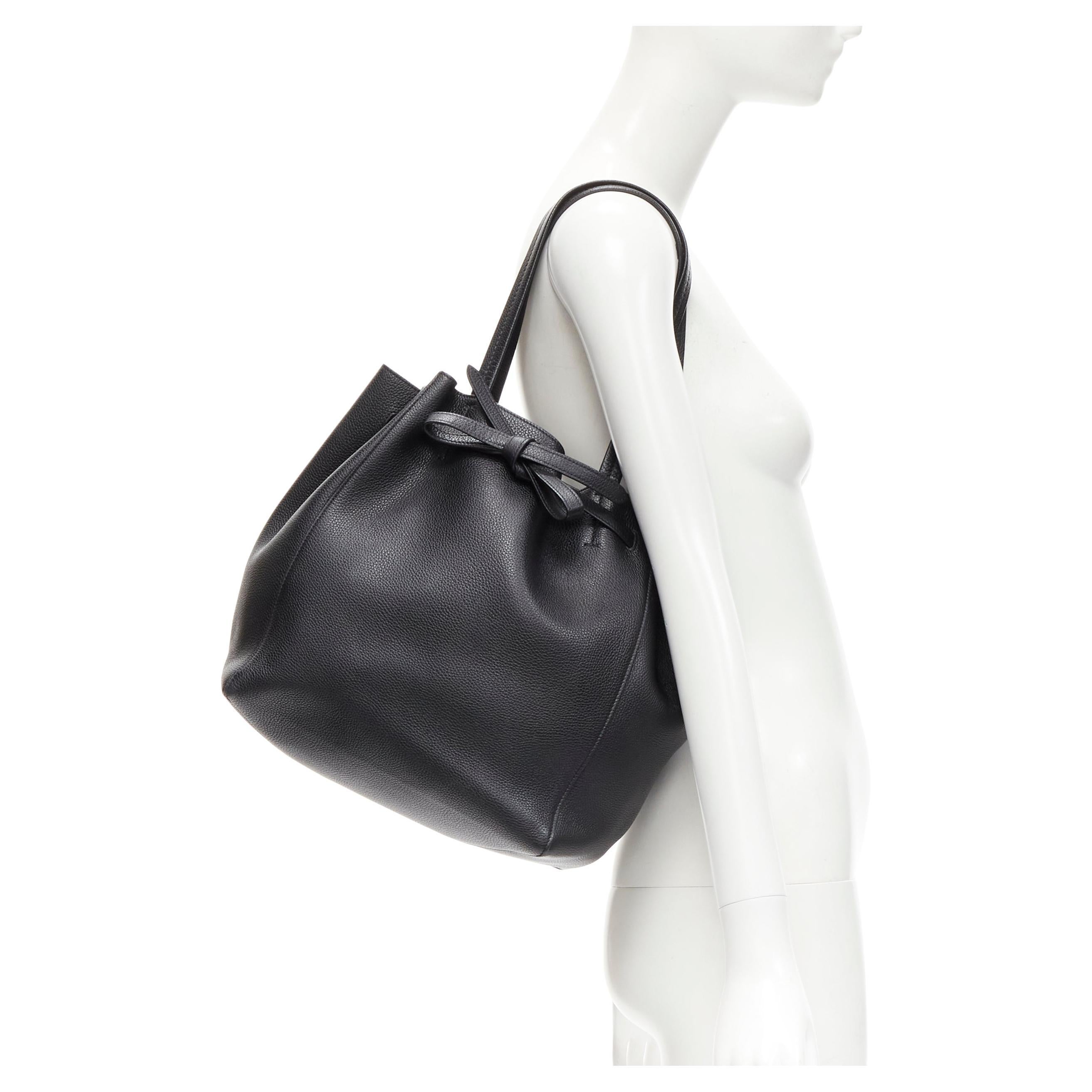 CELINE 2023 Cabas Phantom black leather top handle small tote bag