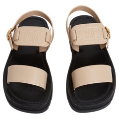 Celine 2023 Sandales Triomphe Clea EU38 Beige Piattaforma Sandali UK5 US7.5 Celine