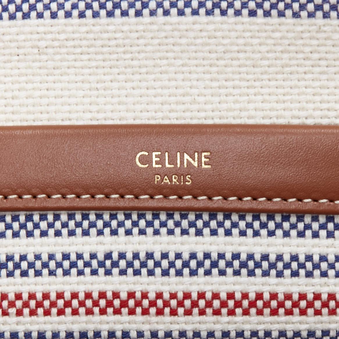 CELINE 2024 Borsa piccola Cabas Thais a righe in tela tessile e pelle di vitello Triomphe in vendita 5