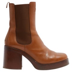 Celine 2025 Bottines EU38.5 Tess Gold Leather Chelsea Boots UK5.5 US8 Céline