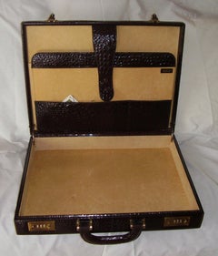 CÉLINE 24-hour Briefcase in Wild Burgundy Brown Crocodile Leather