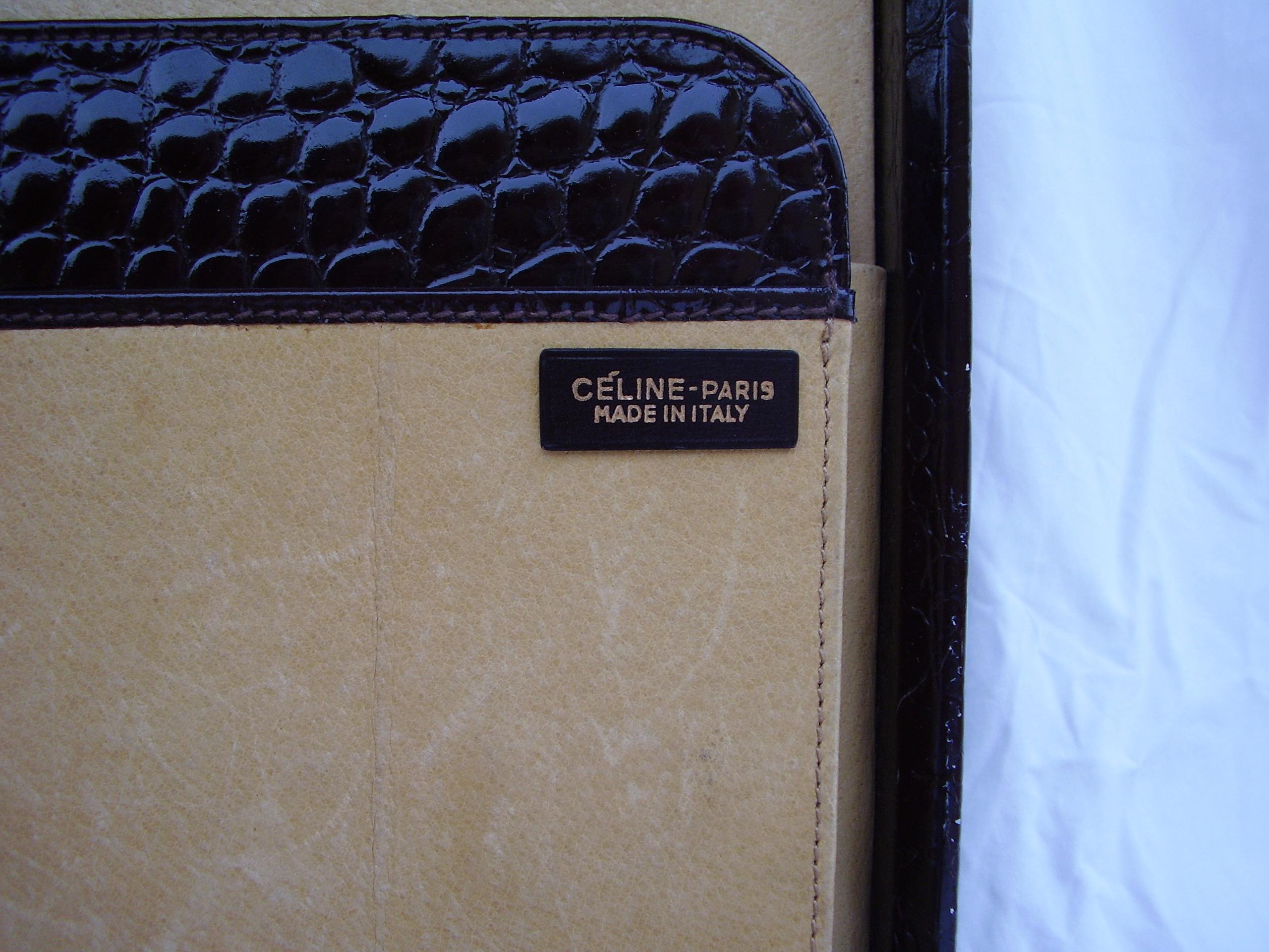 CÉLINE 24-hour Briefcase in Wild Burgundy Brown Crocodile Leather For Sale 1