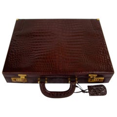 CÉLINE 24-hour Briefcase in w. Burgundy Brown Coc. Leather 
