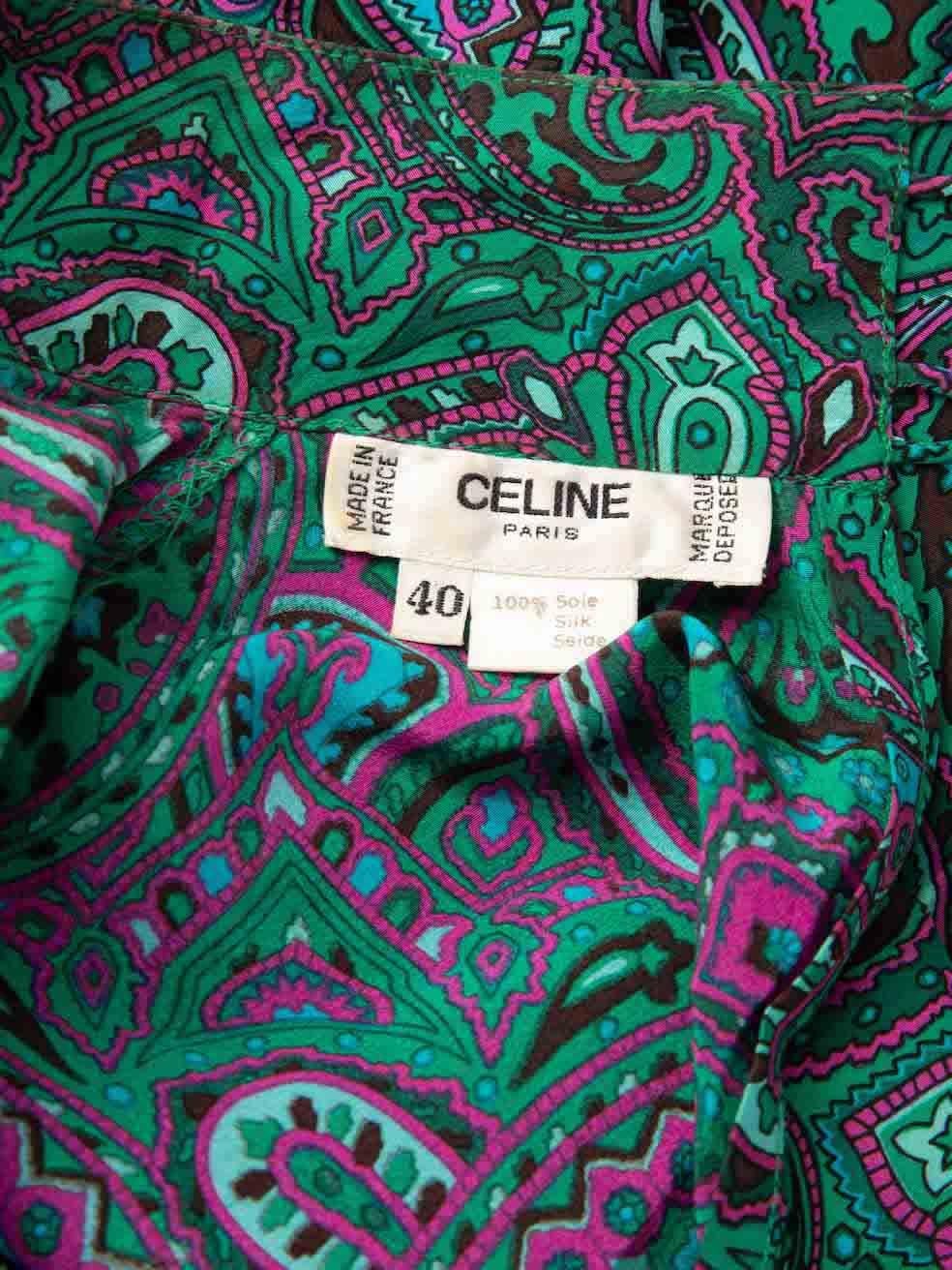 Women's Céline Abstract Print Silk Blouse Size L For Sale