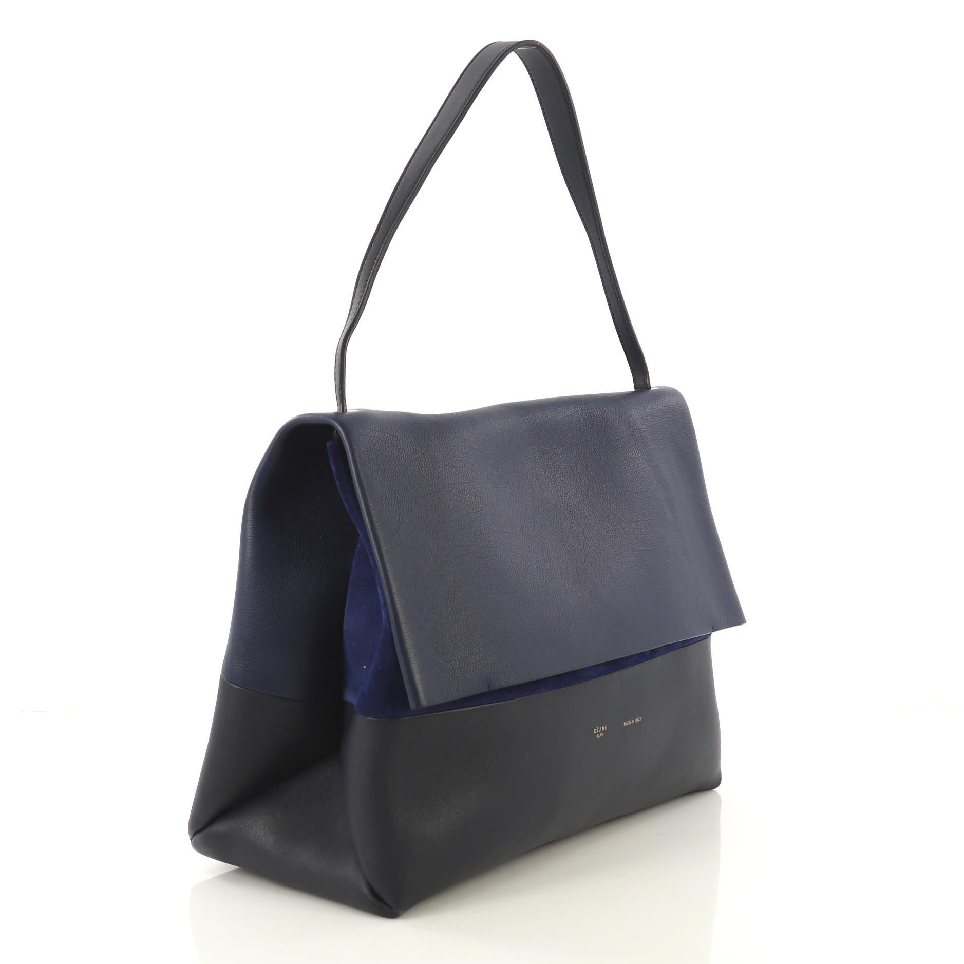 Black Celine All Soft Tote Leather, crafted from blue leather