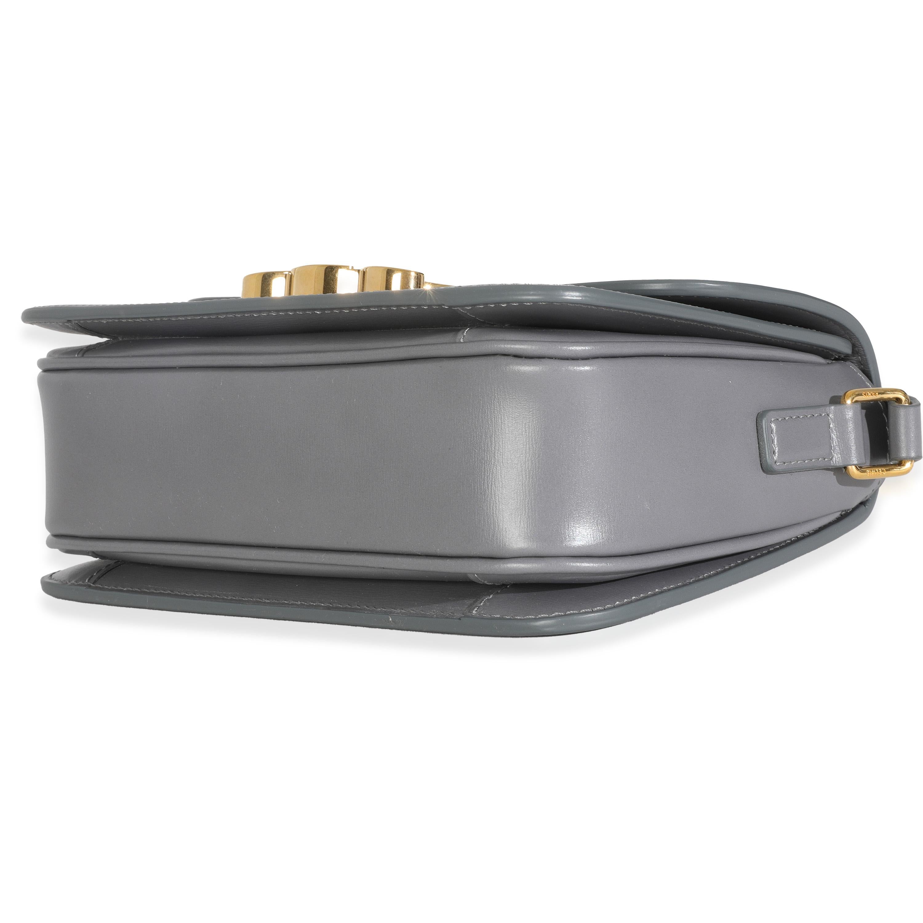 Celine Sac Teen Triomphe en cuir de veau brillant anthracite en vente 1