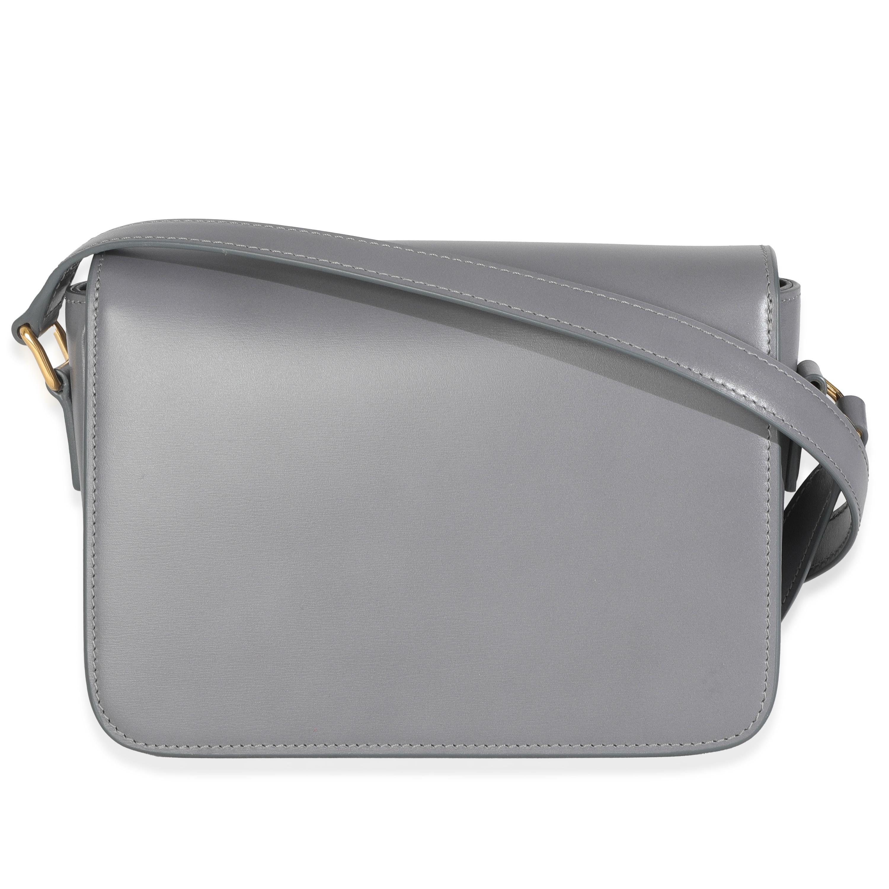 Celine Sac Teen Triomphe en cuir de veau brillant anthracite en vente 2