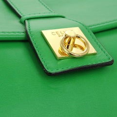 Celine Apple Green Leather Gold Toggle Saddle Shoulder Crossbody Flap Bag