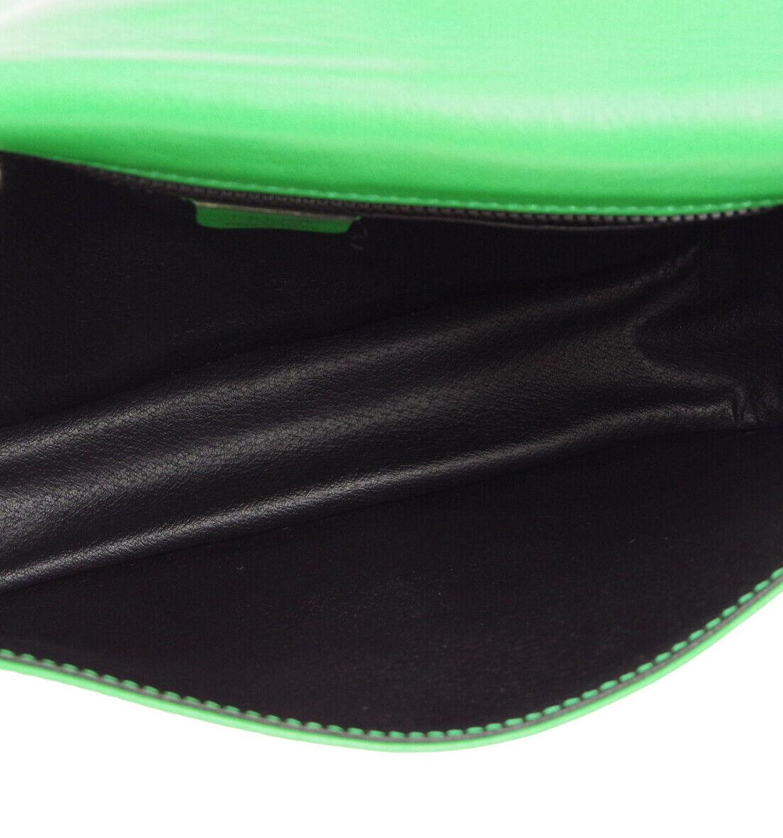 Women's Celine Apple Green Leather Gold Toggle Saddle Shoulder Crossbody Flap Bag
