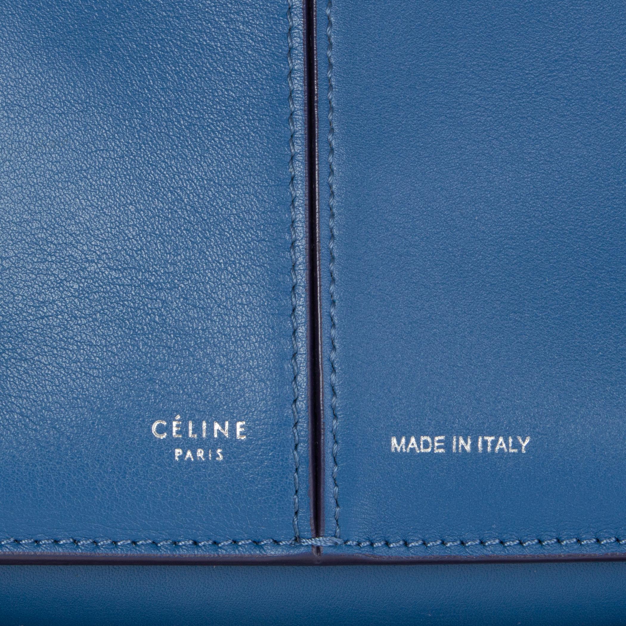 CELINE aqua blue TRI-FOLD Clutch on Chain Supple Natural Calfskin leather In Excellent Condition In Zürich, CH