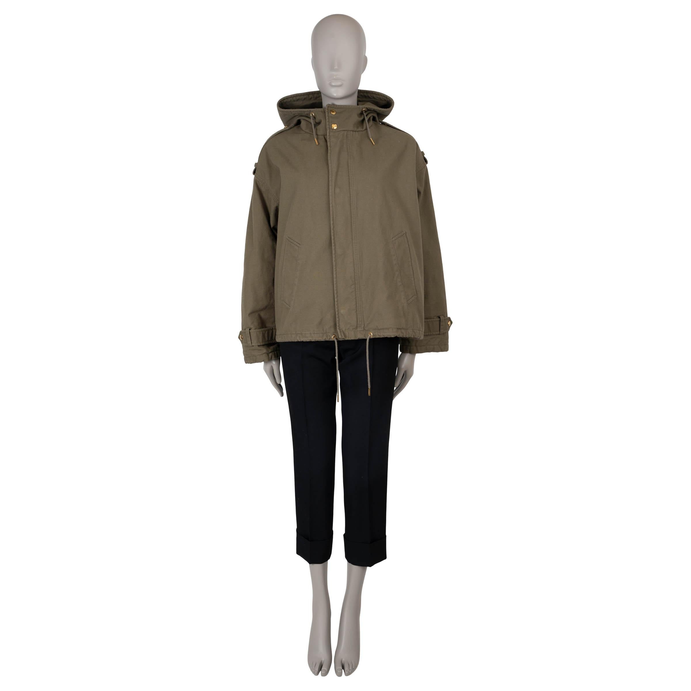 Women's CELINE army green 2021 CROPPED MILITARY PARKA Jacket 40 M For Sale