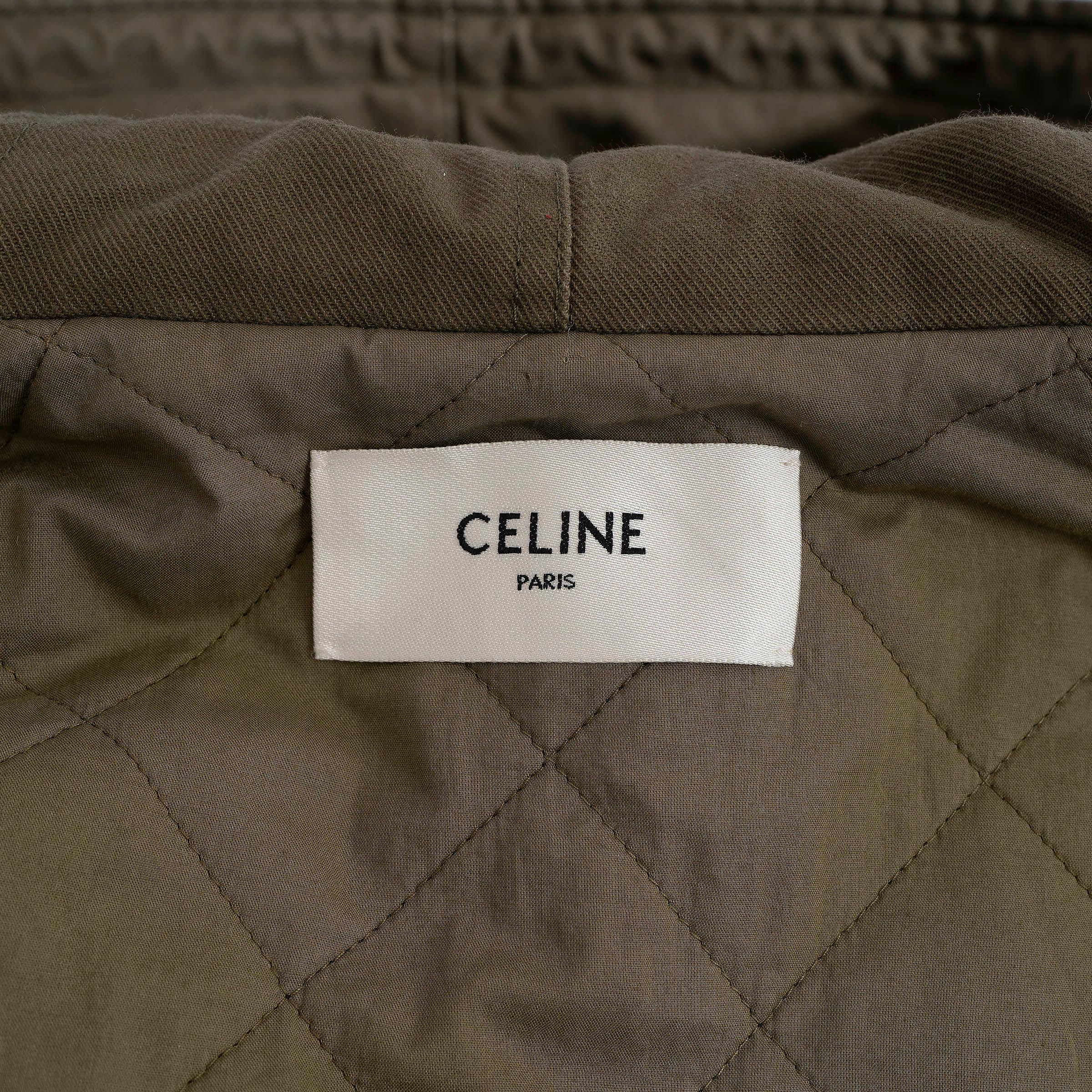CELINE army green 2021 CROPPED MILITARY PARKA Jacket 40 M For Sale 2