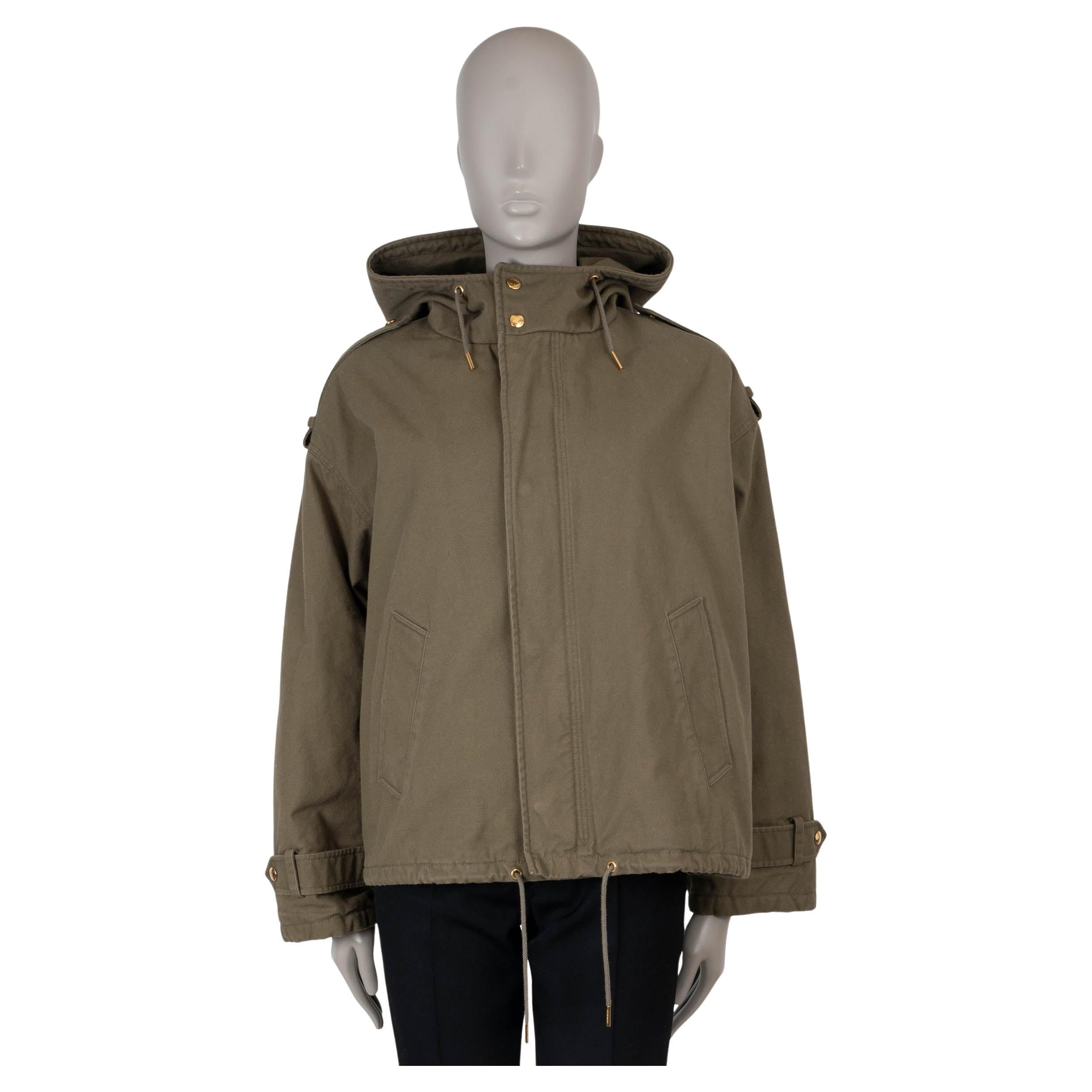 CELINE army green 2021 CROPPED MILITARY PARKA Jacket 40 M For Sale