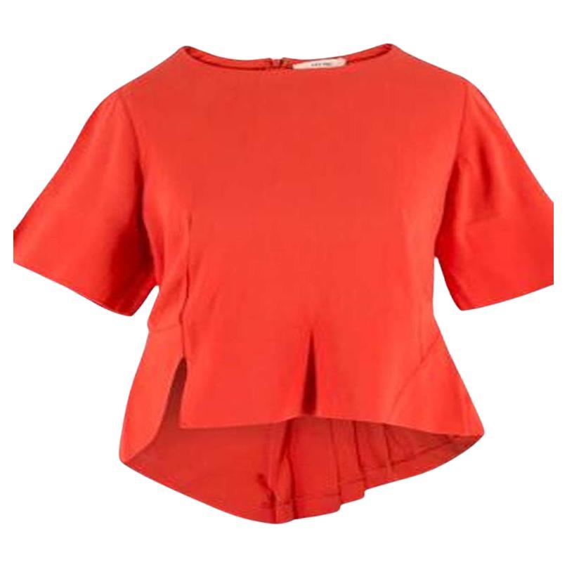 Celine Asymmetric Structured Silk-Blend Pleated Top For Sale