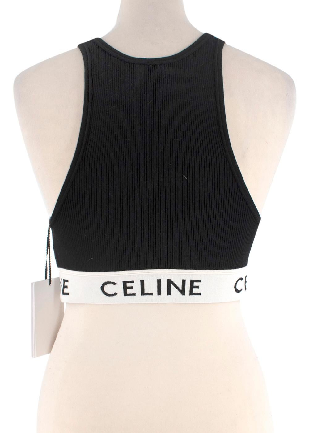 Celine Athletic Cotton Knit Black Sports Bra - Size M Sold Out - Us size 8 For Sale 3