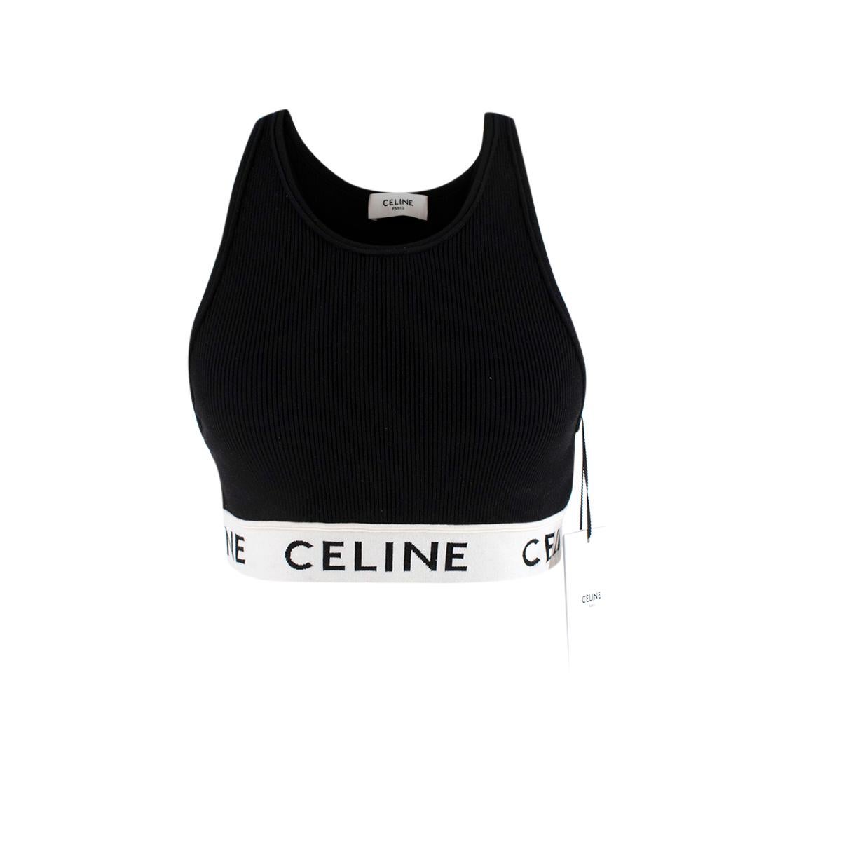 Celine Athletic Cotton Knit Black Sports Bra - Size M Sold Out - Us size 8 For Sale 1