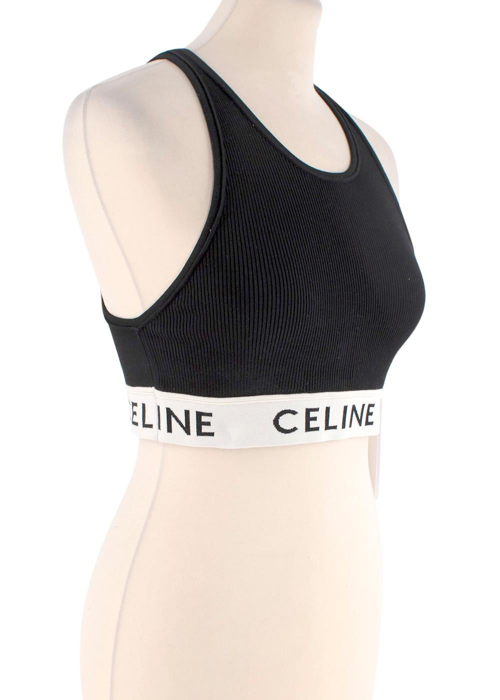 Celine Athletic Cotton Knit Black Sports Bra - Size M Sold Out - Us size 8 For Sale 2