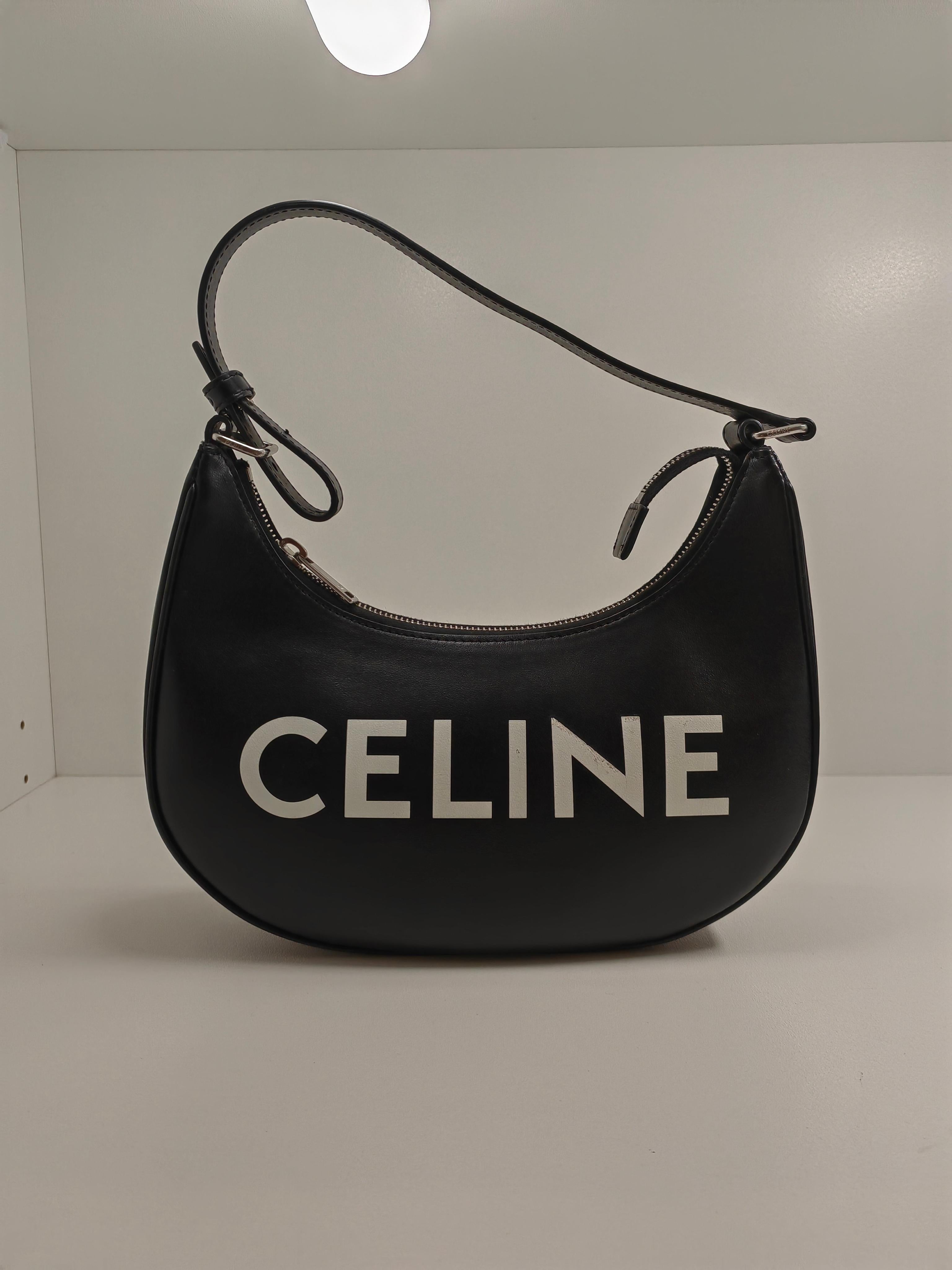 Celine Ava Alphabet Logo Unisex Bag in Black Leather In Good Condition For Sale In PUTNEY, NSW