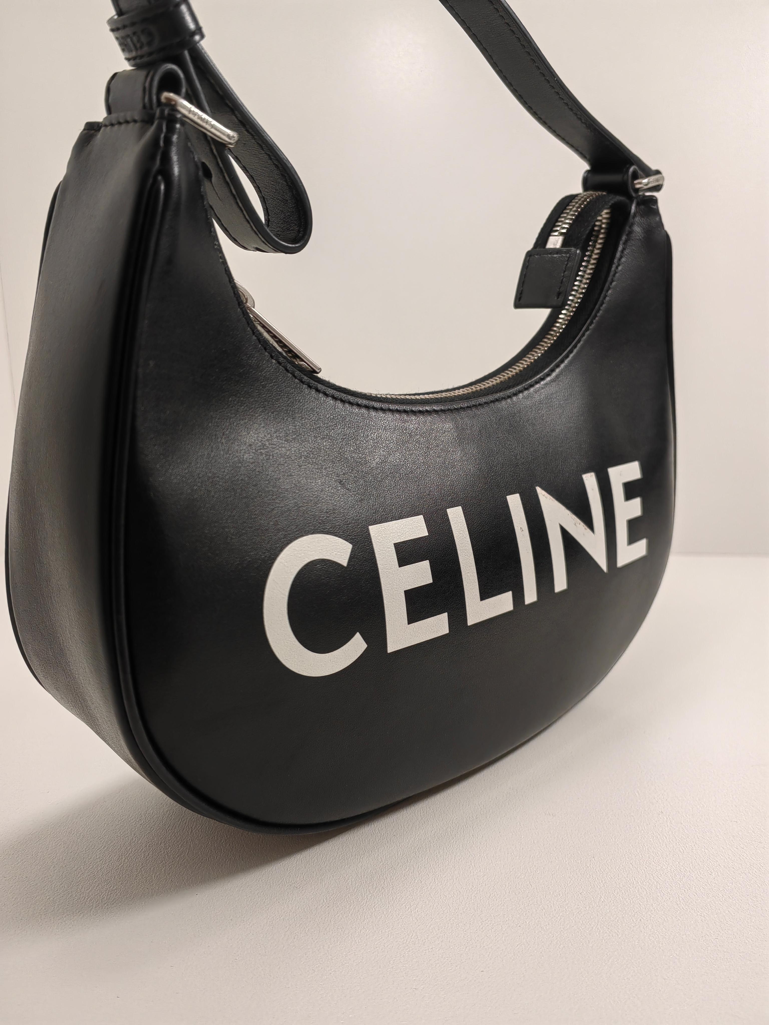 Celine Ava Alphabet Logo Unisex Bag in Black Leather For Sale 1
