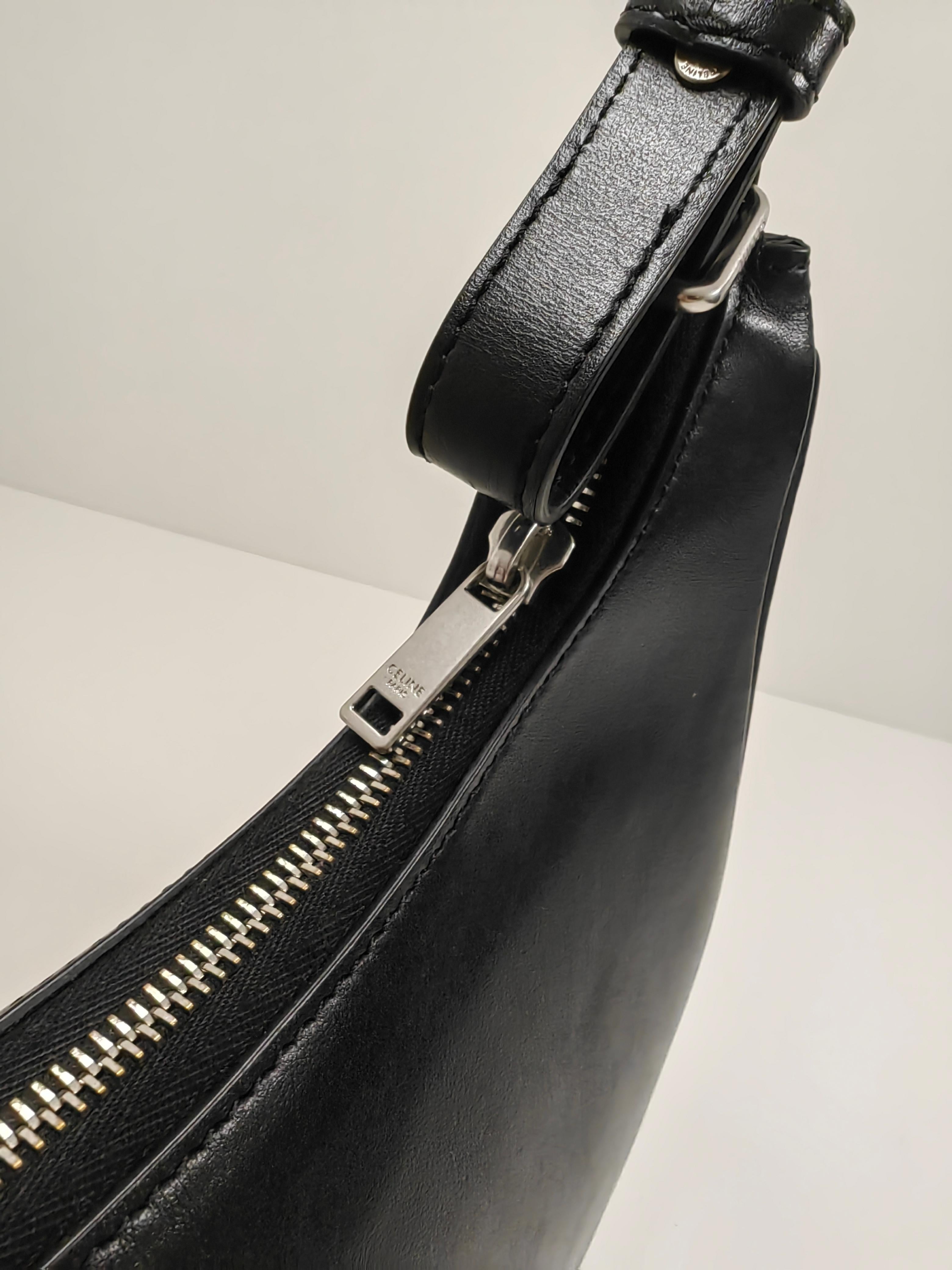 Celine Ava Alphabet Logo Unisex Bag in Black Leather For Sale 4