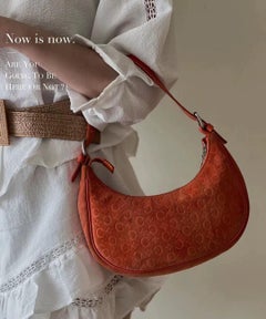Celine Ava Hobo Orange Suede Leather Vintage Shoulder Bag