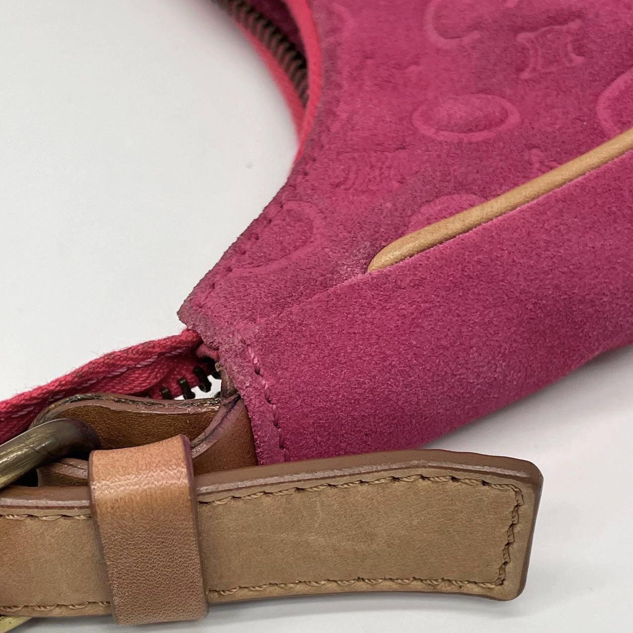 Celine Ava Hobo Pink Fuschia Suede Leather Vintage Shoulder Bag For Sale 7