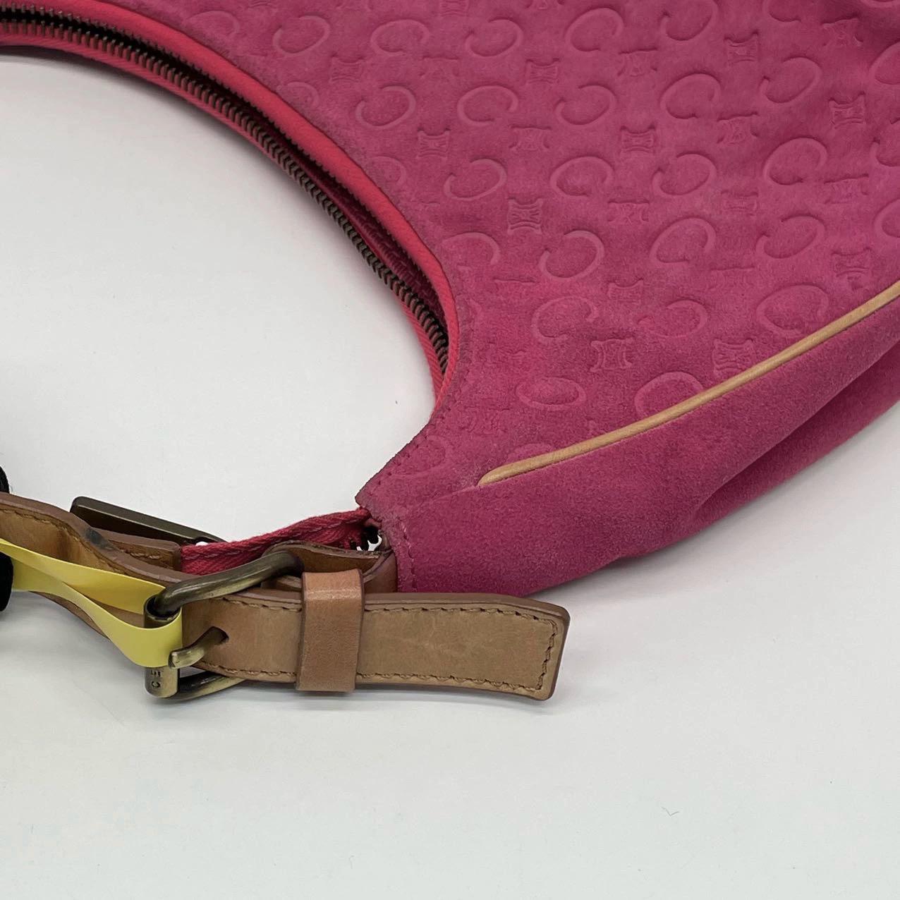 Celine Ava Hobo Pink Fuschia Suede Leather Vintage Shoulder Bag For Sale 8
