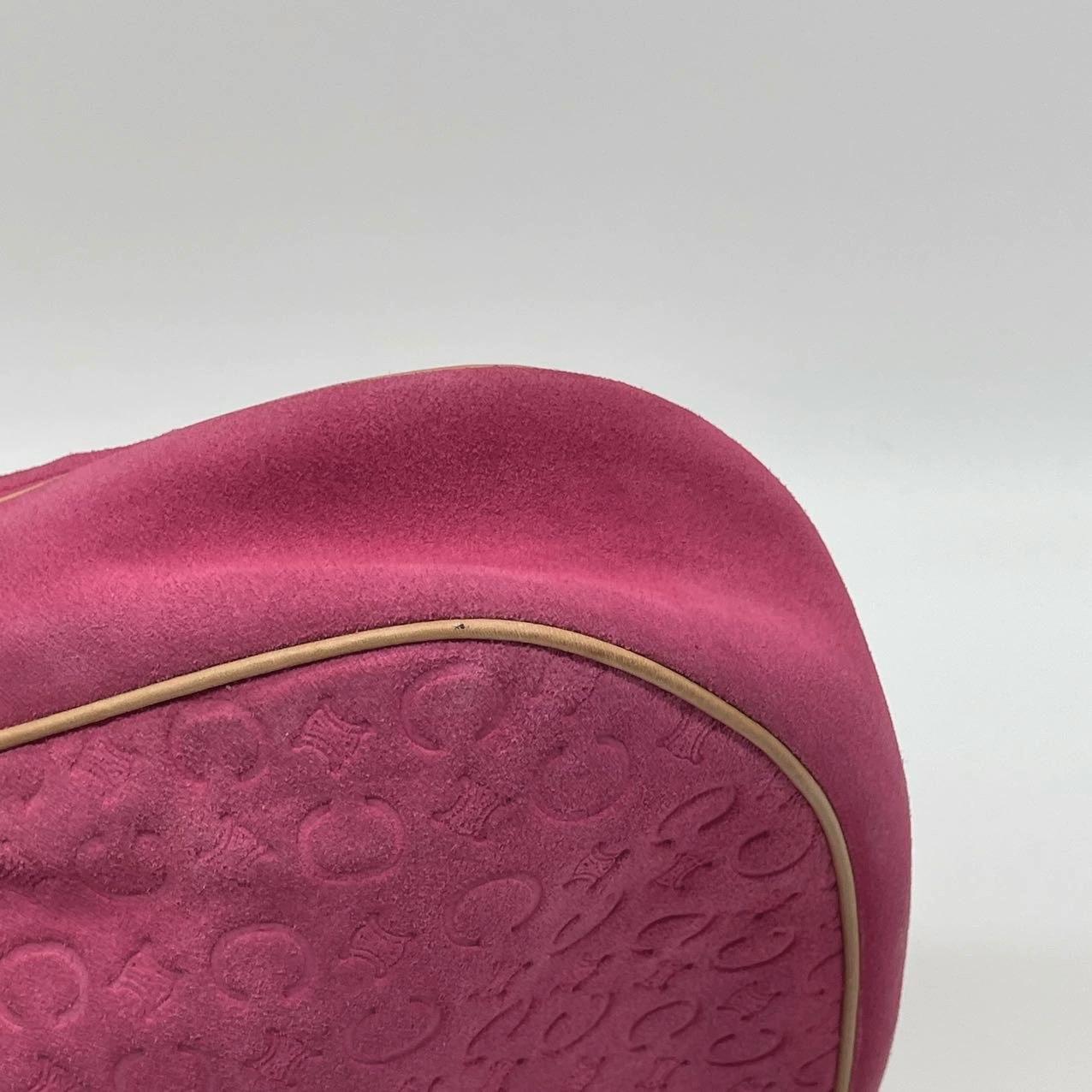 Celine Ava Hobo Pink Fuschia Suede Leather Vintage Shoulder Bag For Sale 10