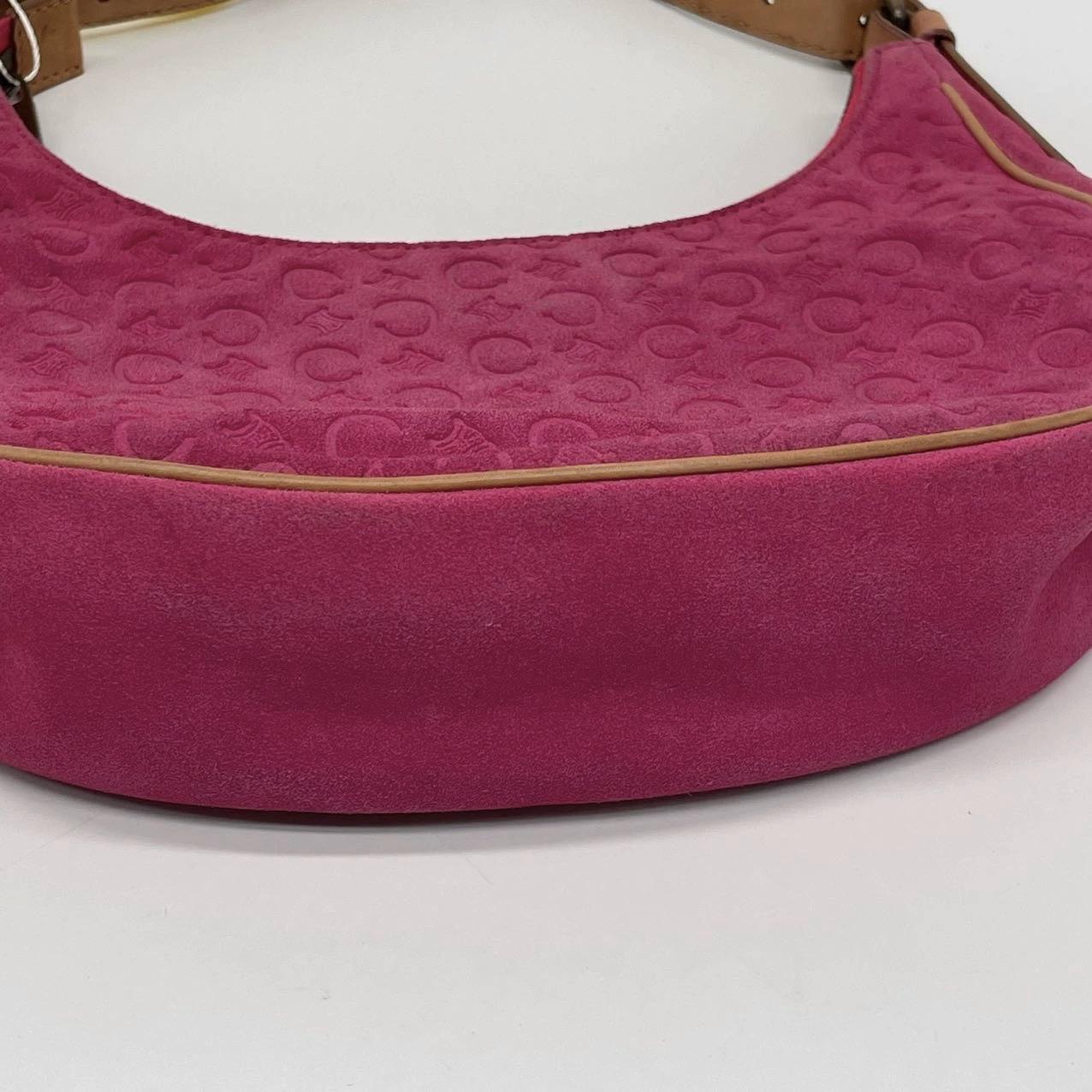 Celine Ava Hobo Pink Fuschia Suede Leather Vintage Shoulder Bag For Sale 12