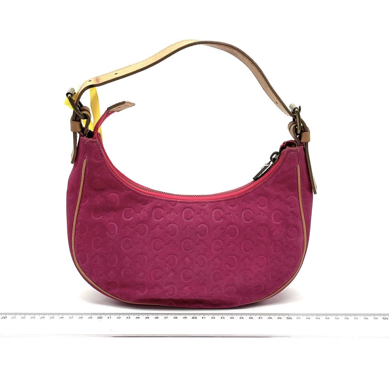 Brown Celine Ava Hobo Pink Fuschia Suede Leather Vintage Shoulder Bag For Sale
