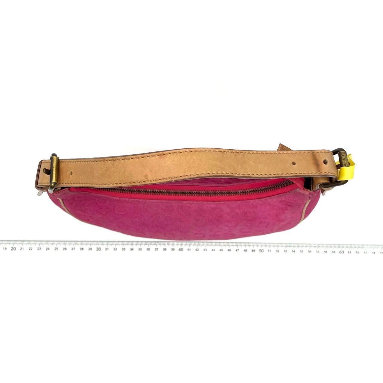 Celine Ava Hobo Pink Fuschia Suede Leather Vintage Shoulder Bag In Good Condition For Sale In AUBERVILLIERS, FR