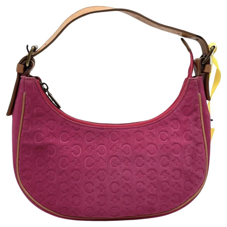 Celine Ava Hobo Pink Fuschia Suede Leather Vintage Shoulder Bag For Sale