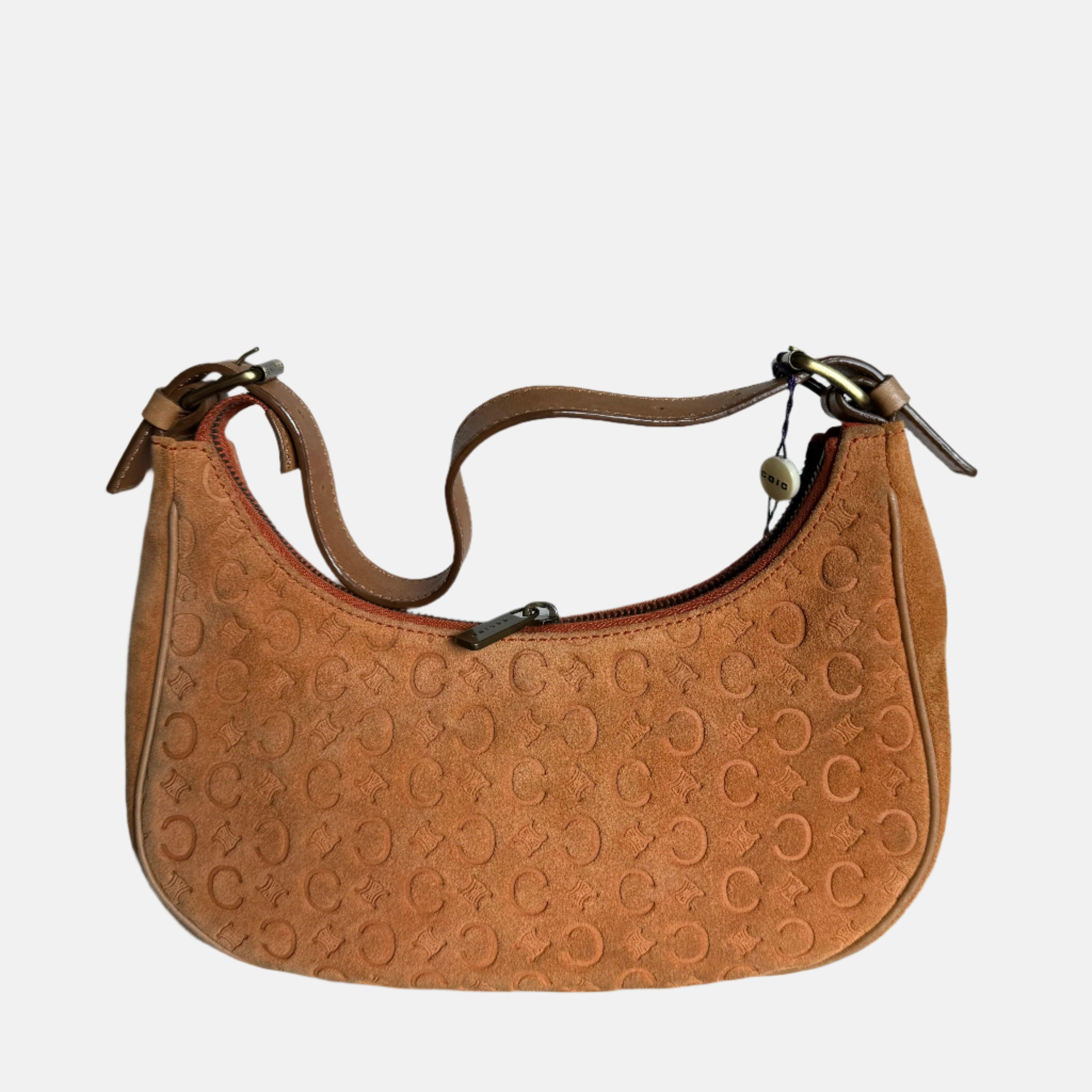 Brown Celine Ava Hobo Pumpkin Camel Suede Leather Shoulder Bag For Sale