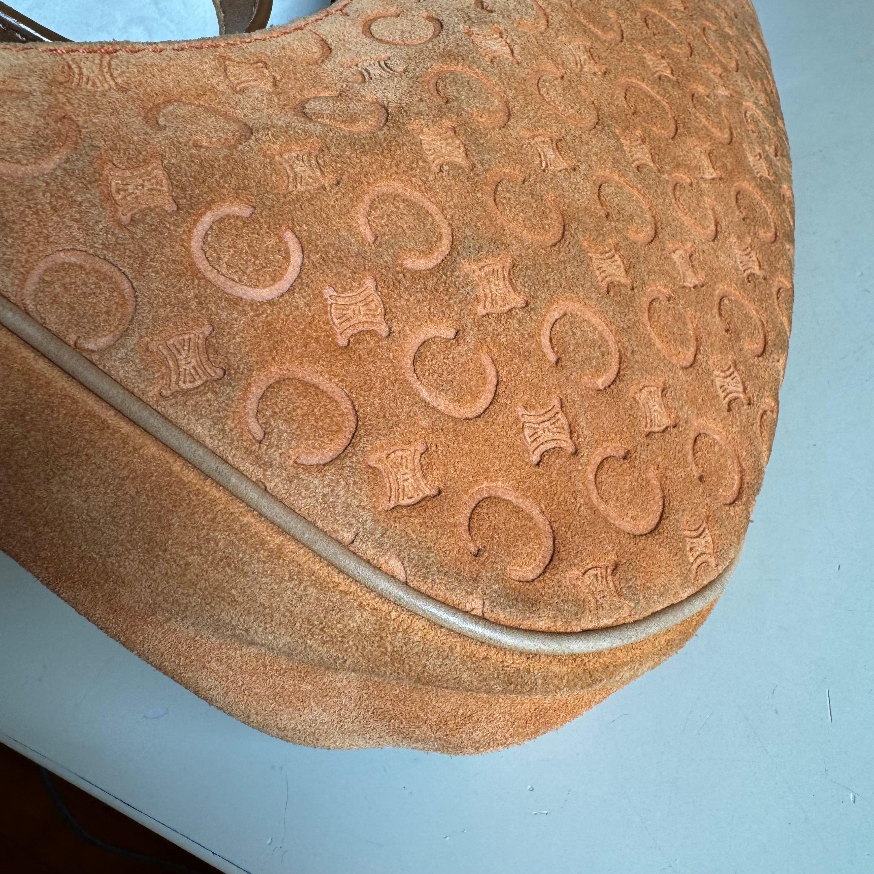Celine Ava Hobo Pumpkin Camel Suede Leather Shoulder Bag For Sale 2