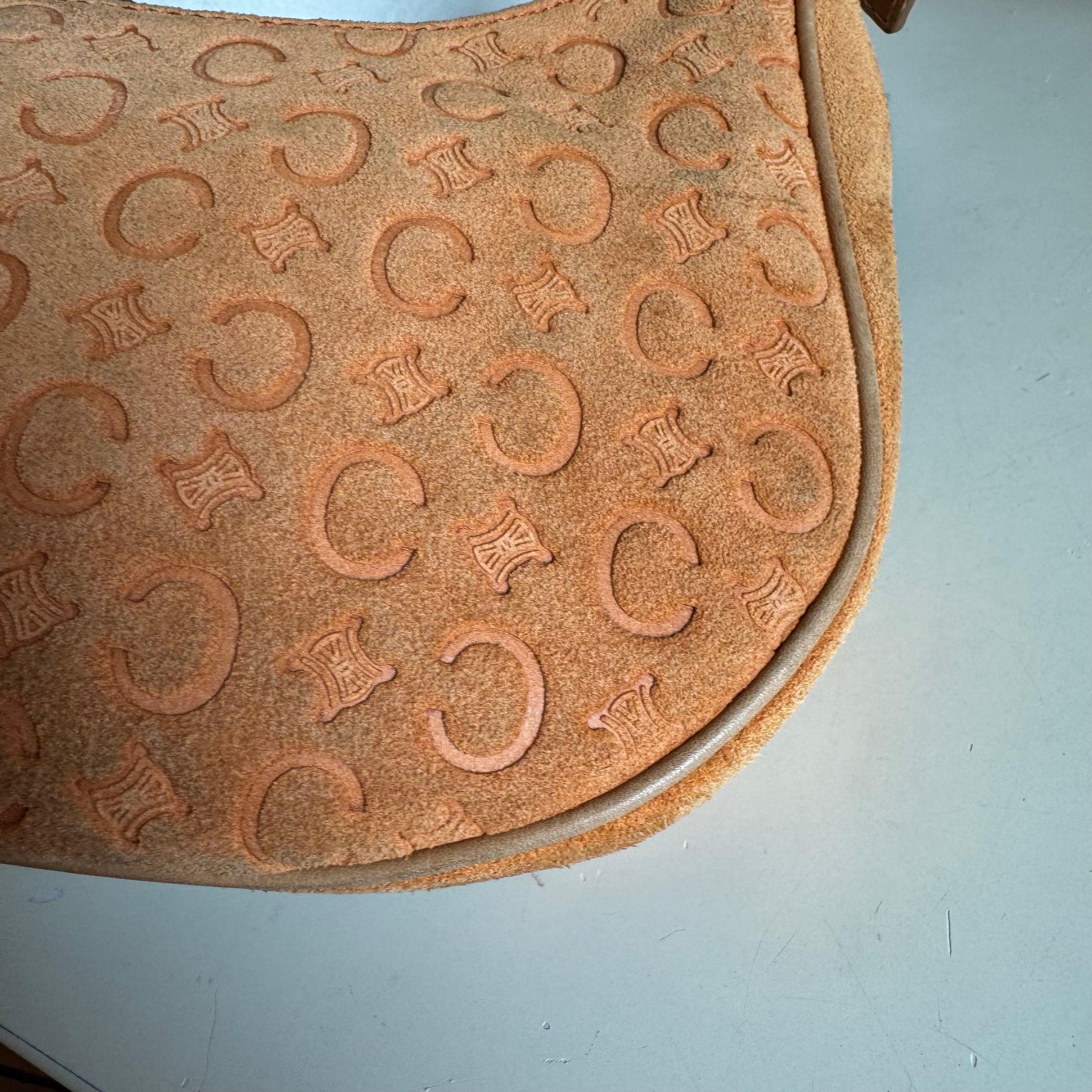 Celine Ava Hobo Pumpkin Camel Suede Leather Shoulder Bag For Sale 3