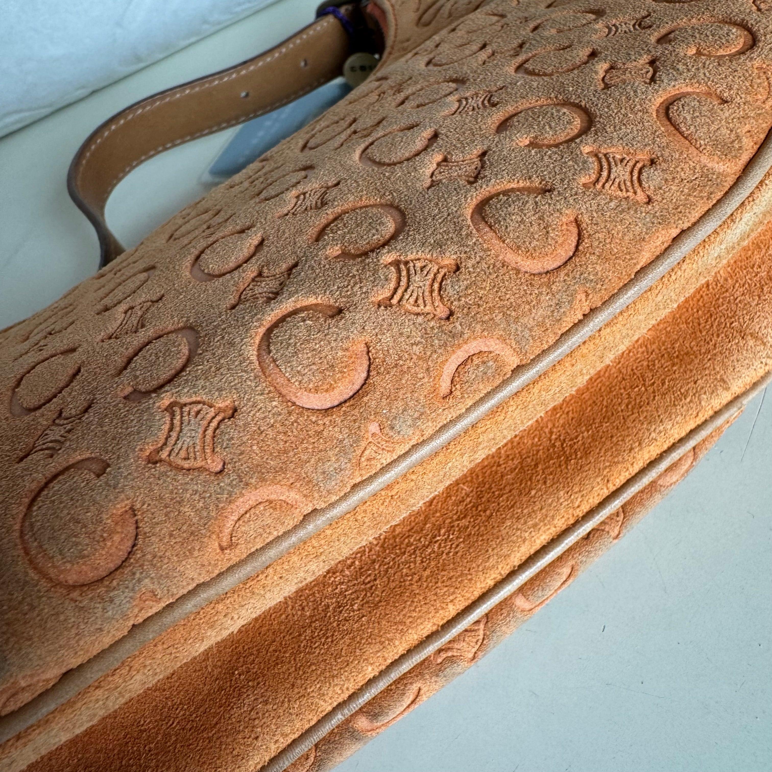 Celine Ava Hobo Pumpkin Camel Suede Leather Shoulder Bag For Sale 4