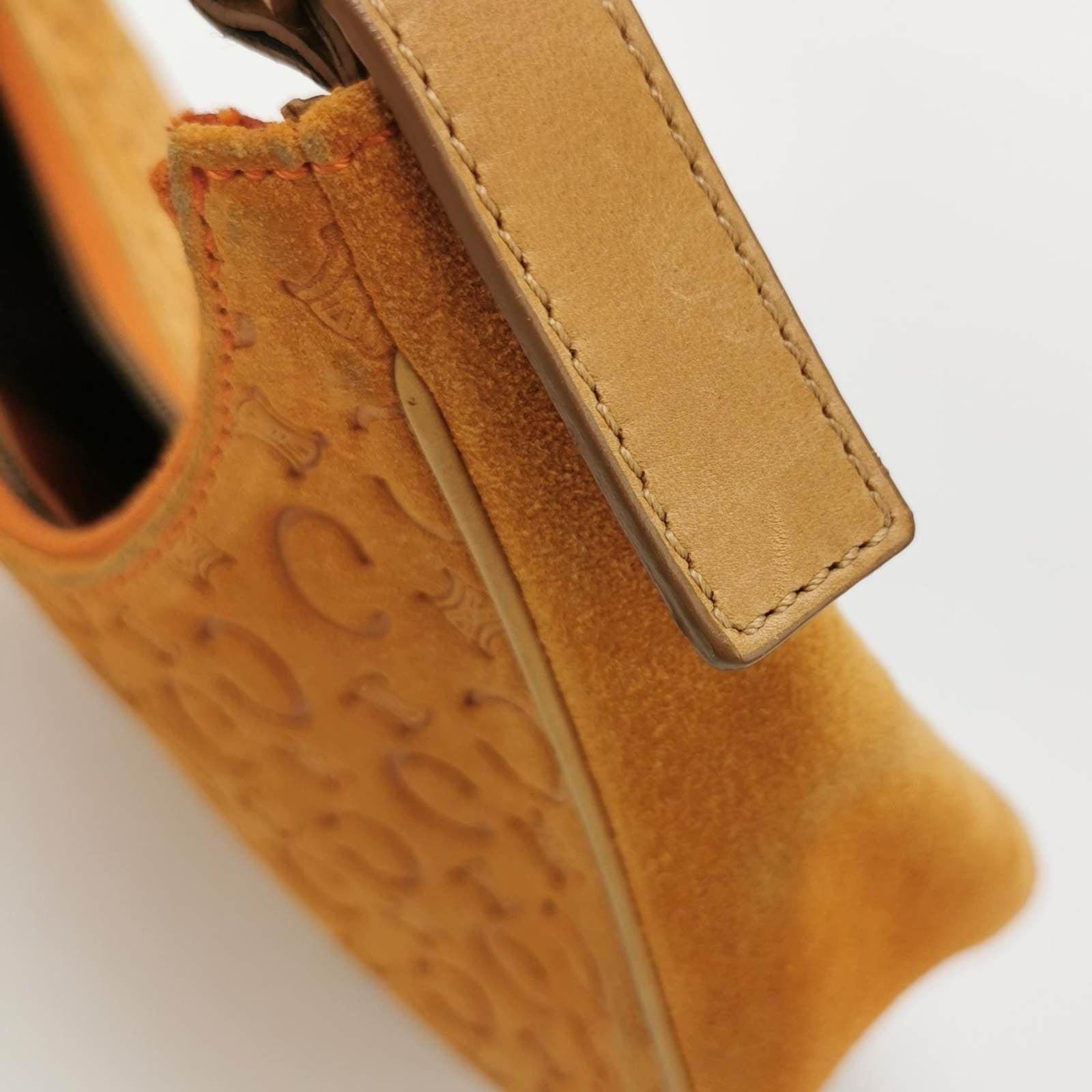 Celine Ava Hobo Pumpkin Caramel Brown Suede Leather Vintage Shoulder Bag 8