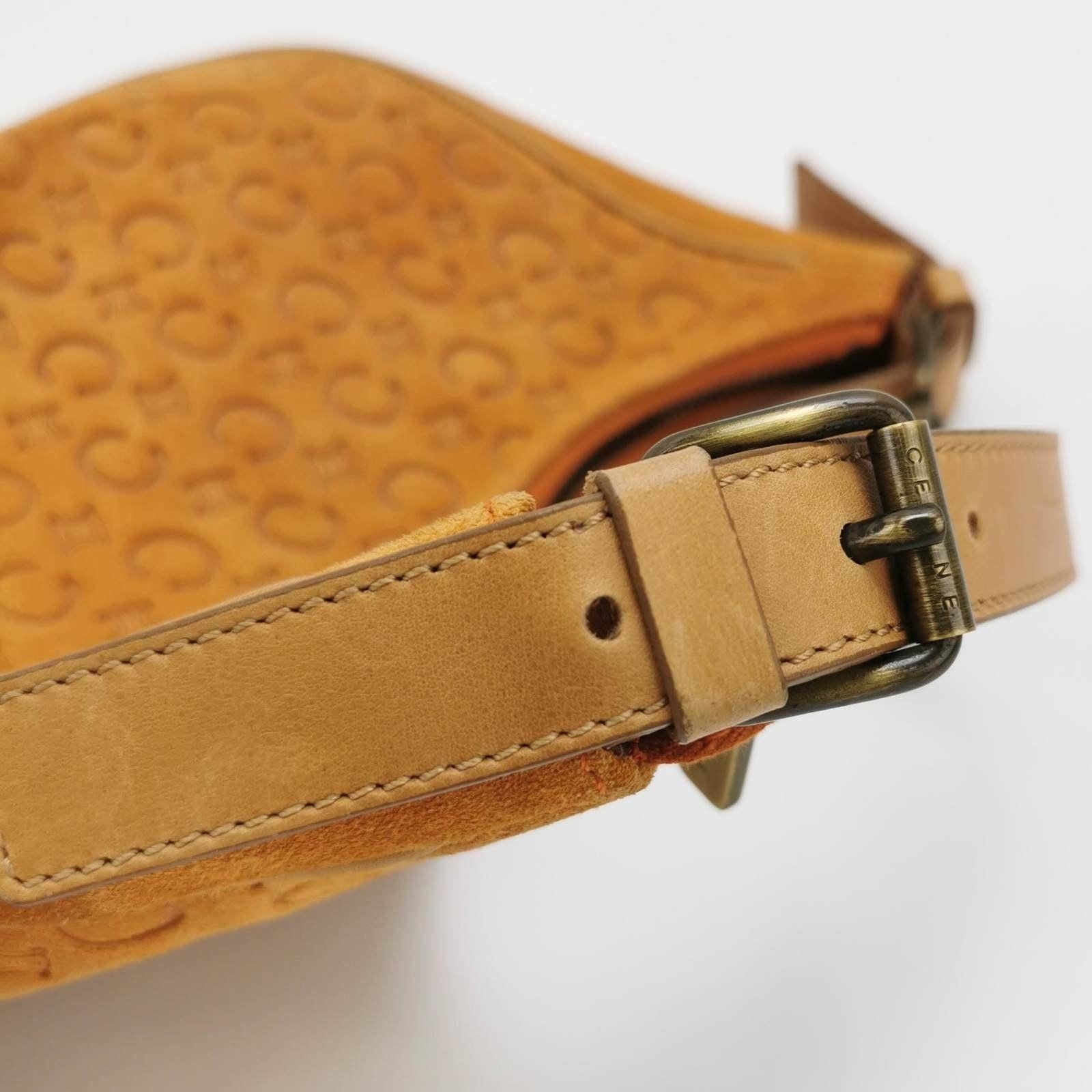 Celine Ava Hobo Pumpkin Caramel Brown Suede Leather Vintage Shoulder Bag 9
