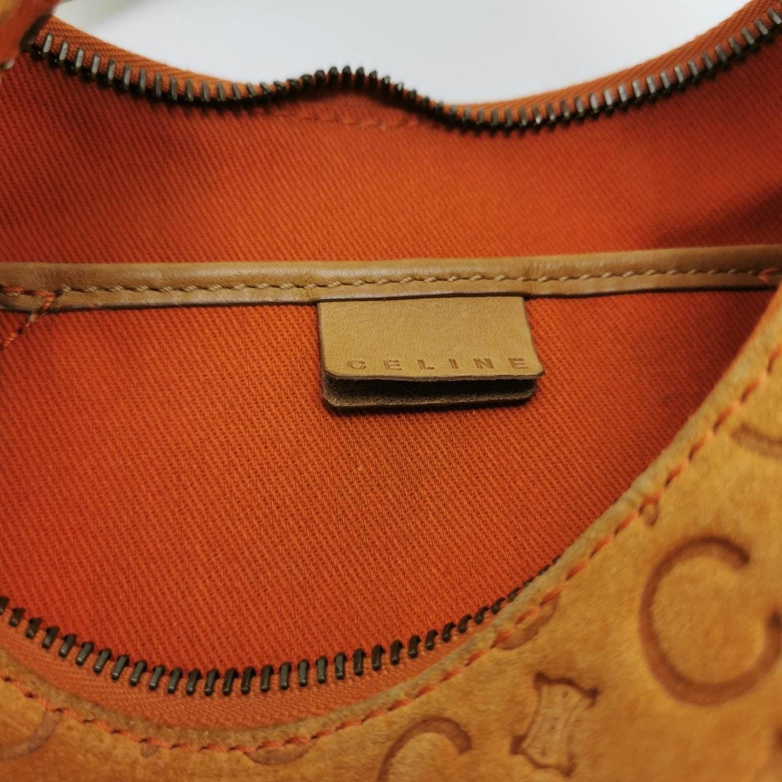 Celine Ava Hobo Pumpkin Caramel Brown Suede Leather Vintage Shoulder Bag 10